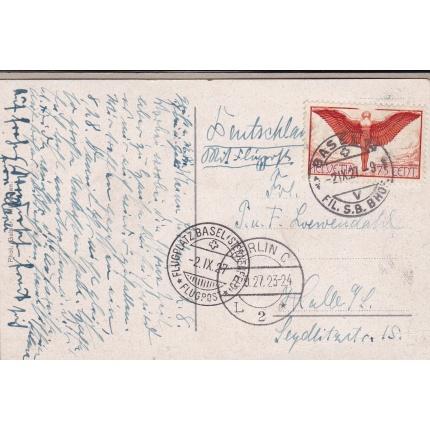 1926 SVIZZERA , AfrikaFlug Zurich-Alexandrie Lettera Firmata Raybaudi