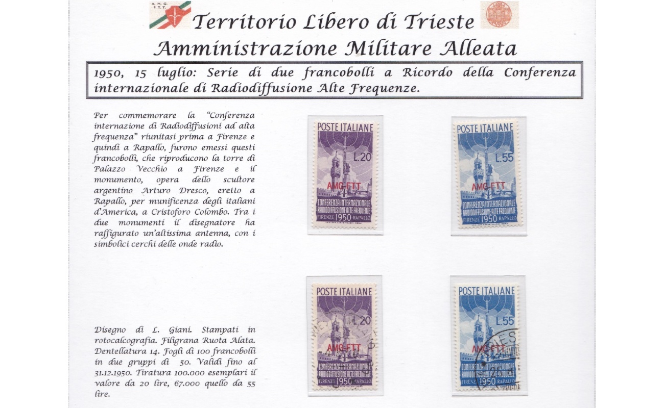 1950 TRIESTE A - n° 76/77 serie di due valori NUOVA (MNH/**)+USATA