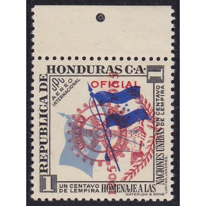 1955 HONDURAS, YT PA 207  Rotary 1 cent. MNH/** VARIETA' SOVRASTAMPA VERTICALE - RARO POCHI ESEMPLARI ESISTENTI