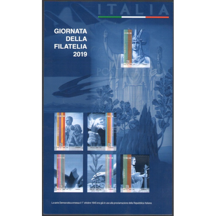 2019 REPUBBLICA , Giornata della Filatelia , Foglietto composto da 6 valori, nuovo  e perfetto MNH**