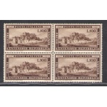 1949 REPUBBLICA , Serie "Romana" , 100 Lire bruno , 1 valore, nuovo n. 600, Centrato MNH** - QUARTINA