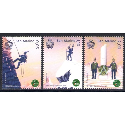 2019 San Marino - 100 Anniversario Associazione Nazionale Alpini 1919-2019 - 3 valori MNH**