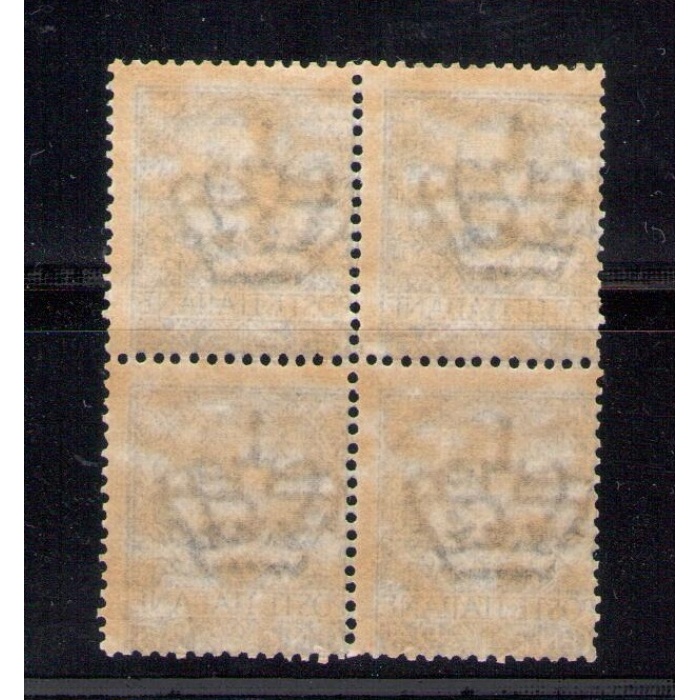 1901 REGNO - Vittorio Emanuele III - 25 cent Floreale in blocco di Quattro, mediocre centratura , n° 73 MNH**