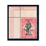 1921-22 MALTA - 1 Sterlina Carminio , 1 £ , Angolo di foglio - Corner sheet , n° 101 S.Gibbons - MNH**