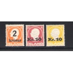 1924-26 ISLANDA ,  Francobolli del 1911/12 soprastampati con nuovo valore , 2 val n° 121/122 MNH** Certificato De Simoni