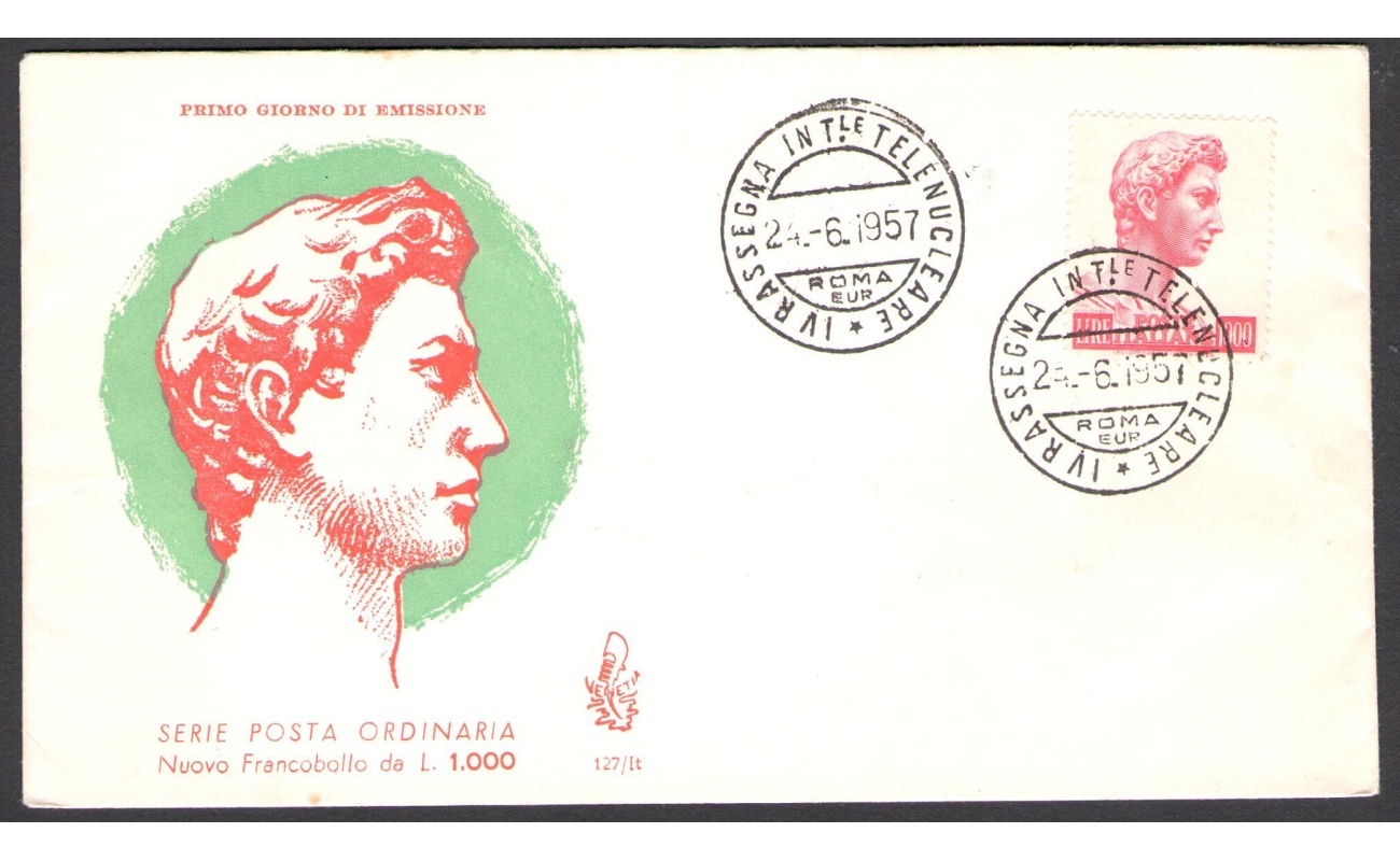 1957 REPUBBLICA - VENETIA   n° 127/it San Giorgio Lire 1.000 NON  VIAGGIATA