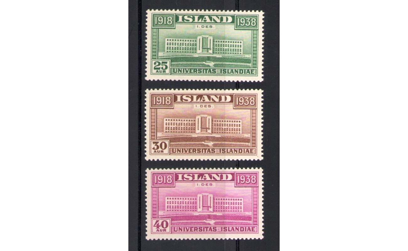 1938 ISLANDA ,   20° Ann. Amministrazione Autonoma , n° 168-170 , MNH**