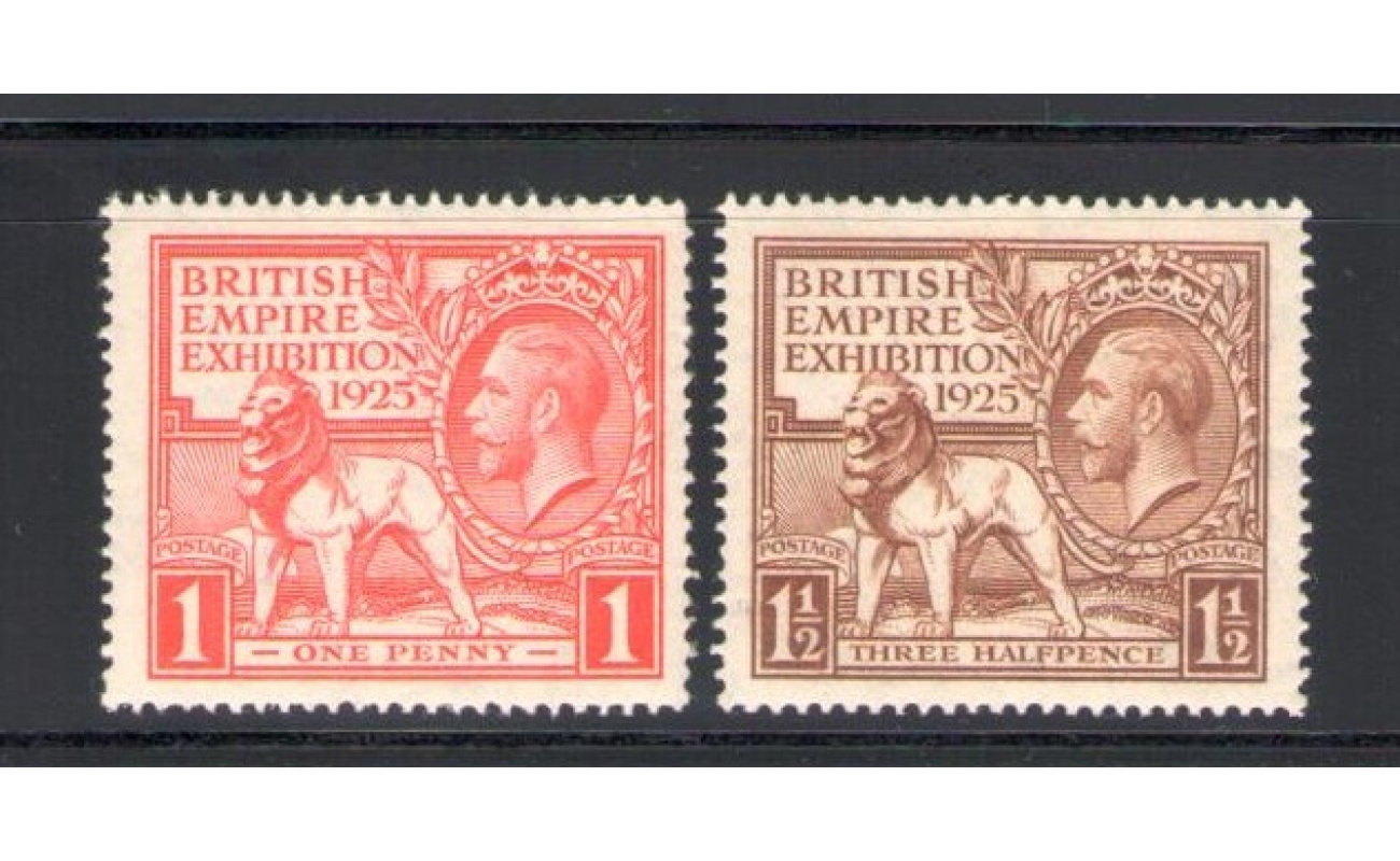 1925 GRAN BRETAGNA , GREAT BRITAIN , Expo Impero Britannico a Wembley , n° 173-174 Unificato ,  432-433 S.G. MNH**