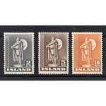1939-47 ISLANDA ,   Statua di Karlsefni , 4 val n° 186I-188I dentellatura 11 1/2  MNH**