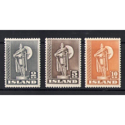 1939-47 ISLANDA ,   Statua di Karlsefni , 4 val n° 186I-188I dentellatura 11 1/2  MNH**