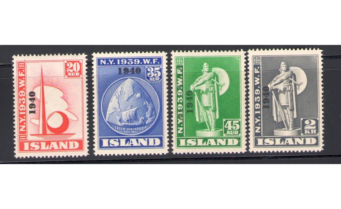 1940 ISLANDA ,   Islanda a New York soprastampati"1940" , n° 188A-188D  MNH**