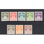 1933 DANIMARCA ,   Cifra in Ovale modificato , doppia linea, n° 207/213A - 8 valori MNH**