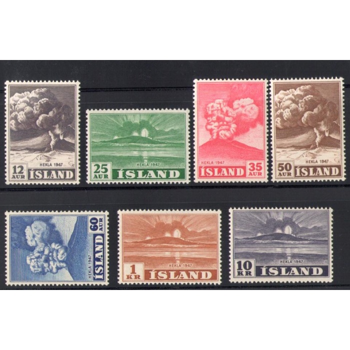 1948 ISLANDA ,   Eruzione del Vulcano Hekla , 7 val n° 208-214  MNH**
