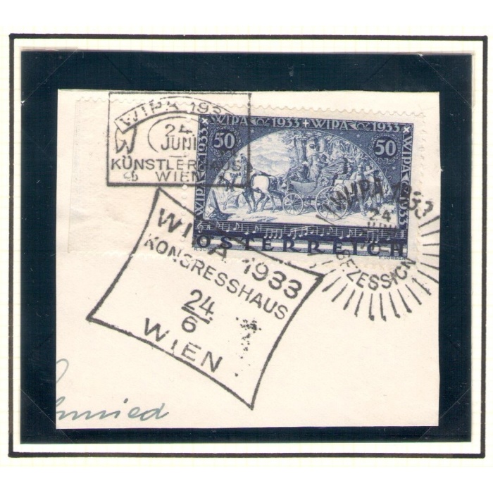 1933  AUSTRIA ,  - W.I.P.A. 50+50 g. , n° 430 usato su frammento   , Molto bello e fresco.