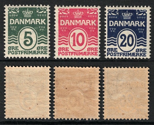 65-67 1912 Danimarca, Serie Ordinaria, 3 valori # 65/67, MNH** - immagine 1