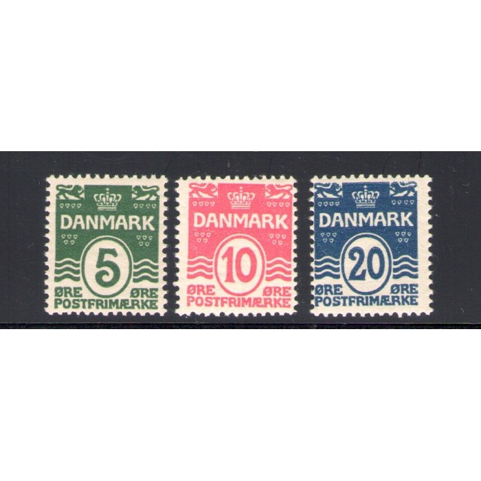 1912 DANIMARCA ,   Serie Ordinaria - 3 valori n° 65/67 MNH**
