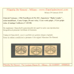 1946 Vaticano, Segnatasse "Righe Larghe Carta Grigia" 3 val, nuovi e perfetti  MNH** con Certificato di Garanzia Filatelia De Simoni