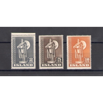 1939-47 ISLANDA ,   Statua di Karlsefni , 4 val n° 186-188 dentellatura 14 MNH**