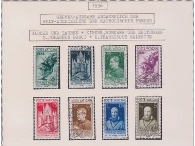 1936 Vaticano,  serie "Esposizione Mondiale della Stampa Cattolica" n°47/54, 8 valori usata