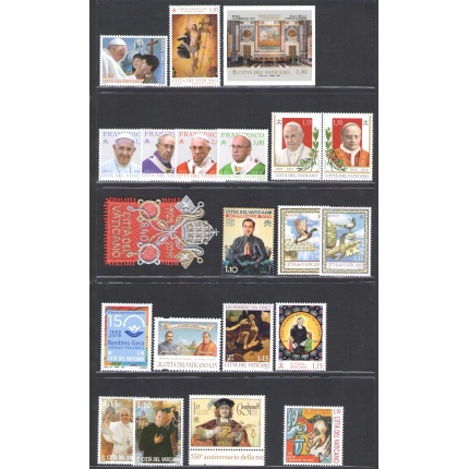 2019 Vaticano , Annata completa 27 valori + 6 Foglietti + 1 Libretto Santo Natale  , francobolli nuovi e perfetti  - MNH **