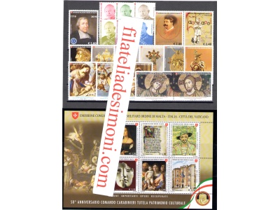 2019 Smom , francobolli nuovi, Annata Completa 20 valori + 14 Foglietti MNH** Con il Raro Foglietto Carabinieri !!!!
