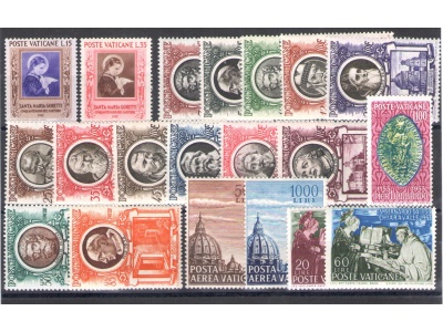 1953 Vaticano, Francobolli nuovi, Annata Completa 22 valori, 18 di Posta Ordinaria + 2 di Posta Aerea + 2 Espressi - MNH **