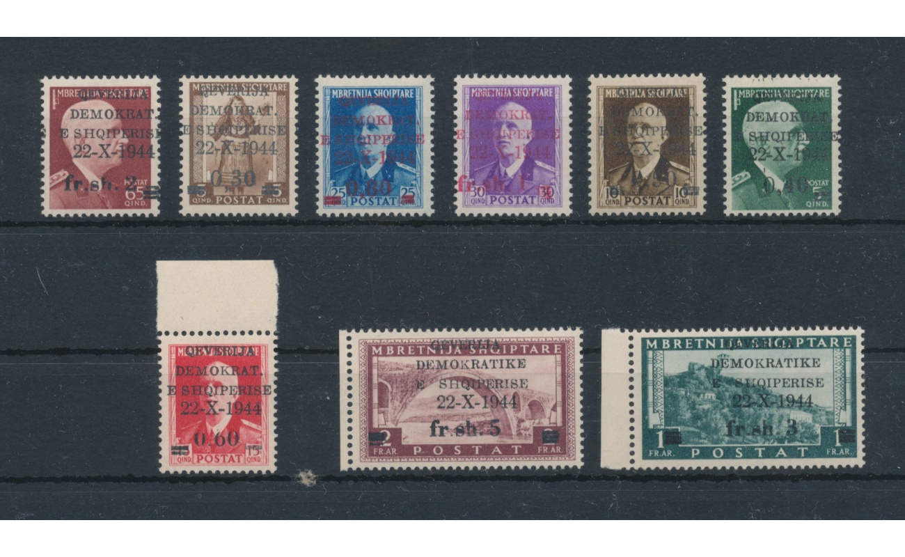 1945 ALBANIA - Serie Ordinaria,  n. 359-367 - 9 valori,  MNH**