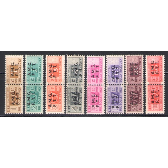 1947-48 TRIESTE A -  PACCHI POSTALI - La serie Completa n °  1/12 Certificato Raybaudi