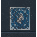 1851 SARDEGNA, 20 cent. Azzurro su Frammento ,Firmato A. Diena