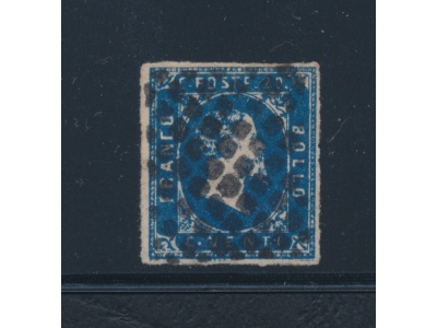 1851 SARDEGNA, 20 cent. Azzurro su Frammento ,Firmato A. Diena