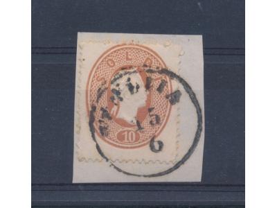 1861-62 LOMBARDO VENETO, n° 34 - 10 soldi bruno mattone dentellato 14, Usato - Used , su frammento
