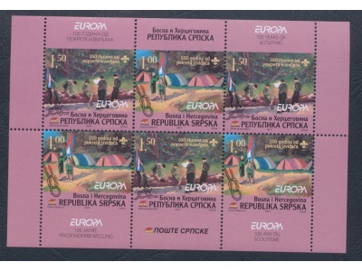 2007 EUROPA CEPT , Bosnia Serba  , Foglietto - Souvenir Sheet ,100 Anni Scoutismo , MNH**