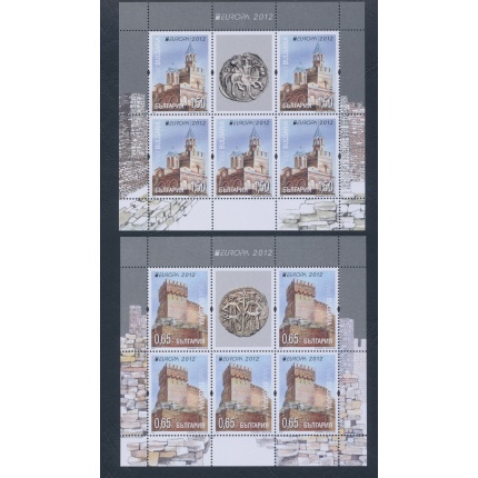 2012 EUROPA CEPT Bulgaria , 2 Minifogli di 5 serie , Turismo , MNH**