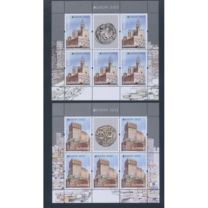 2012 EUROPA CEPT Bulgaria , 2 Minifogli di 5 serie , Turismo , MNH**