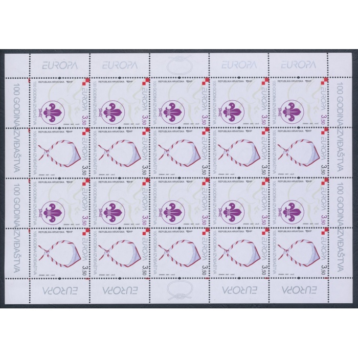 2007 EUROPA CEPT , Croazia , 1 minifoglio di 10 coppie , 100 Anni di Scoutismo, MNH**