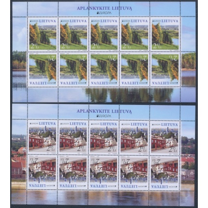 2012 EUROPA CEPT , Lituania , 2 Minifogli di 10 Coppie , Turismo , MNH**