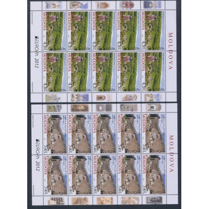 2012 EUROPA CEPT , MOLDAVIA , 2 Minifogli di 10 Coppie , Turismo , MNH**