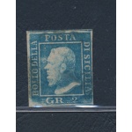 1859 SICILIA, n° 6 - 2 grana azzurro, I tavola , Ritocco n° 71 azzurro USATO - Firmato Sorani