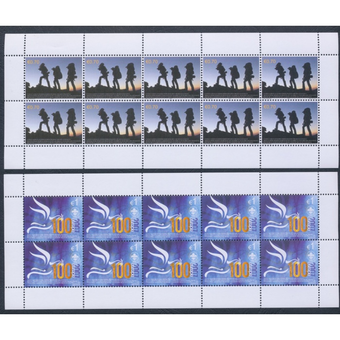 2007 EUROPA CEPT , Kosovo Unmik ,  2 Minifogli di 10 valori , 100 Anni di Scoutismo,  MNH**