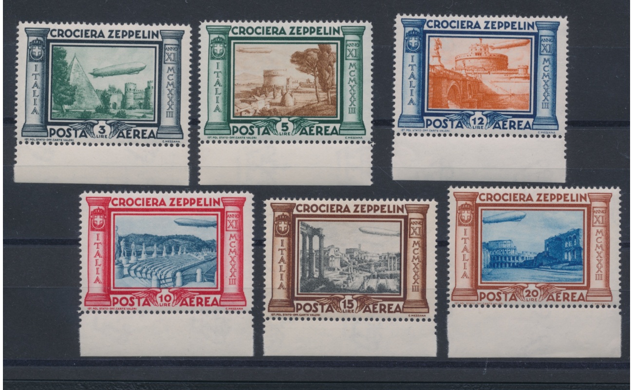 1933 Italia - Regno - Posta Aerea n° 45/50 - Crociera Zeppelin , Bordo di Foglio Basso , MNH**
