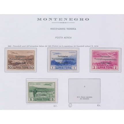 1943 Montenegro, Occupazione Tedesca , francobolli di Montenegro (emissione Cettigne) soprastampati, Posta Aerea A1/A4 MNH**