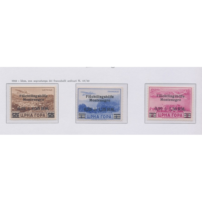 1944 Montenegro, Occupazione Tedesca , francobolli di Montenegro (emissione Cettigne) soprastampati, Posta Aerea A6/A8 MNH**