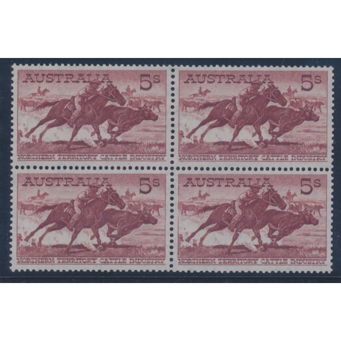 1964 AUSTRALIA, n°332a Allevatori , Splendida Quartina , Carta bianca ,  MNH**