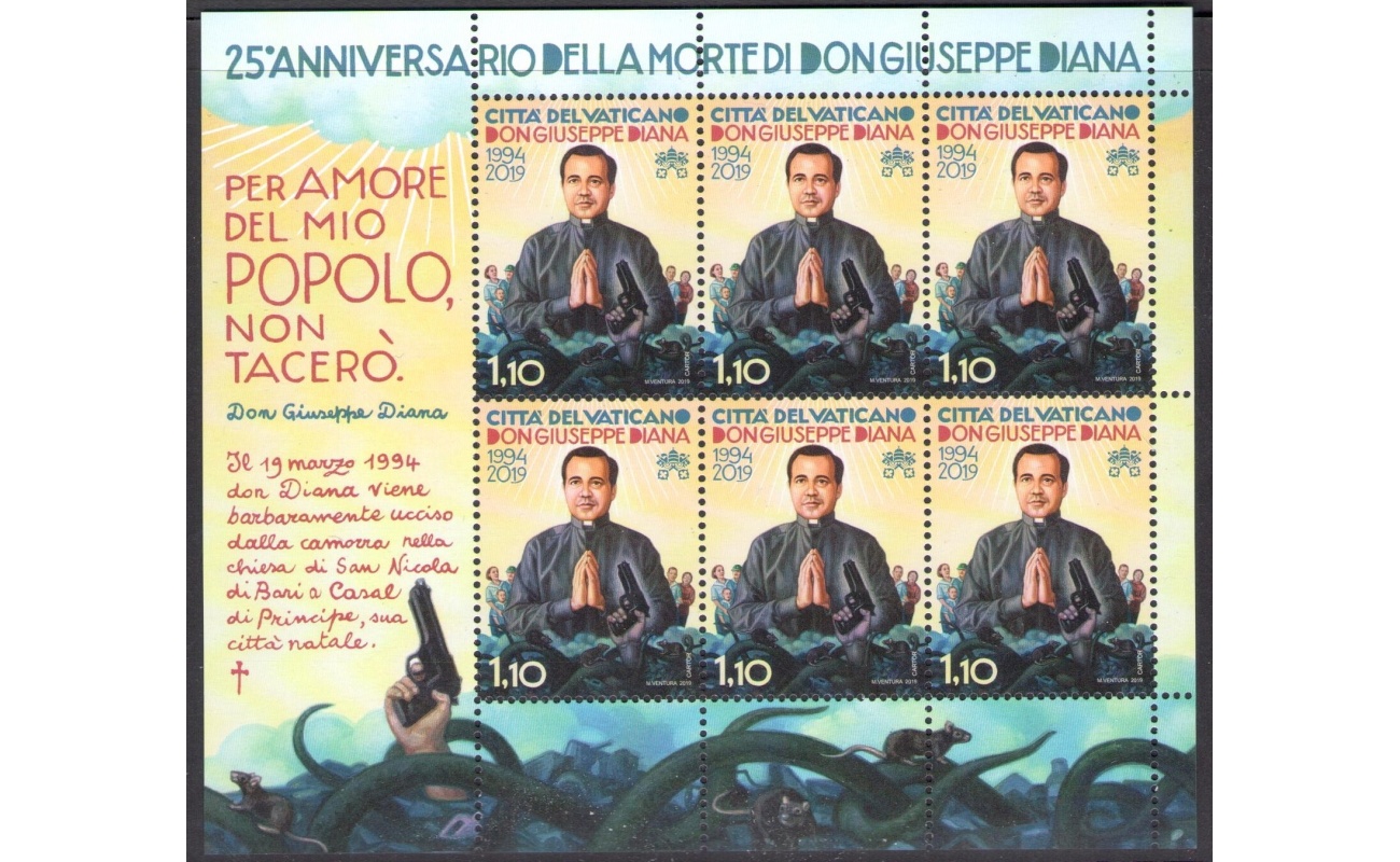 2019 Vaticano -  Minifoglio n. 1828 , Don Giuseppe Diana , 6 valori , MNH**