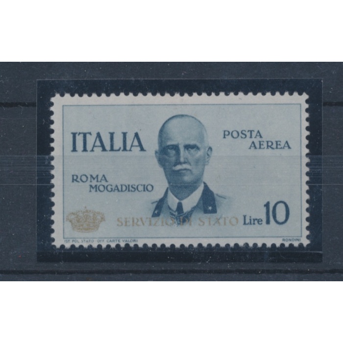 1934 Regno di Italia - Servizio Aereo - 10 Lire Ardesia "Coroncina " - MNH** Certificato Raybaudi