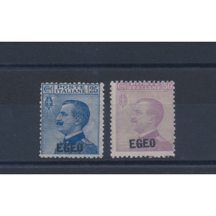 1912 EGEO , Francobolli d'Italia del 1908 soprastampati EGEO, n° 1/2 ,  2 valori , MNH** CENTRATURA NORMALE