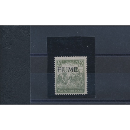 1918-19 Fiume, n° 13 , 40 Filler oliva , Mietitore e Veduta ,Varietà Decalco Non catalogato  , MNH**