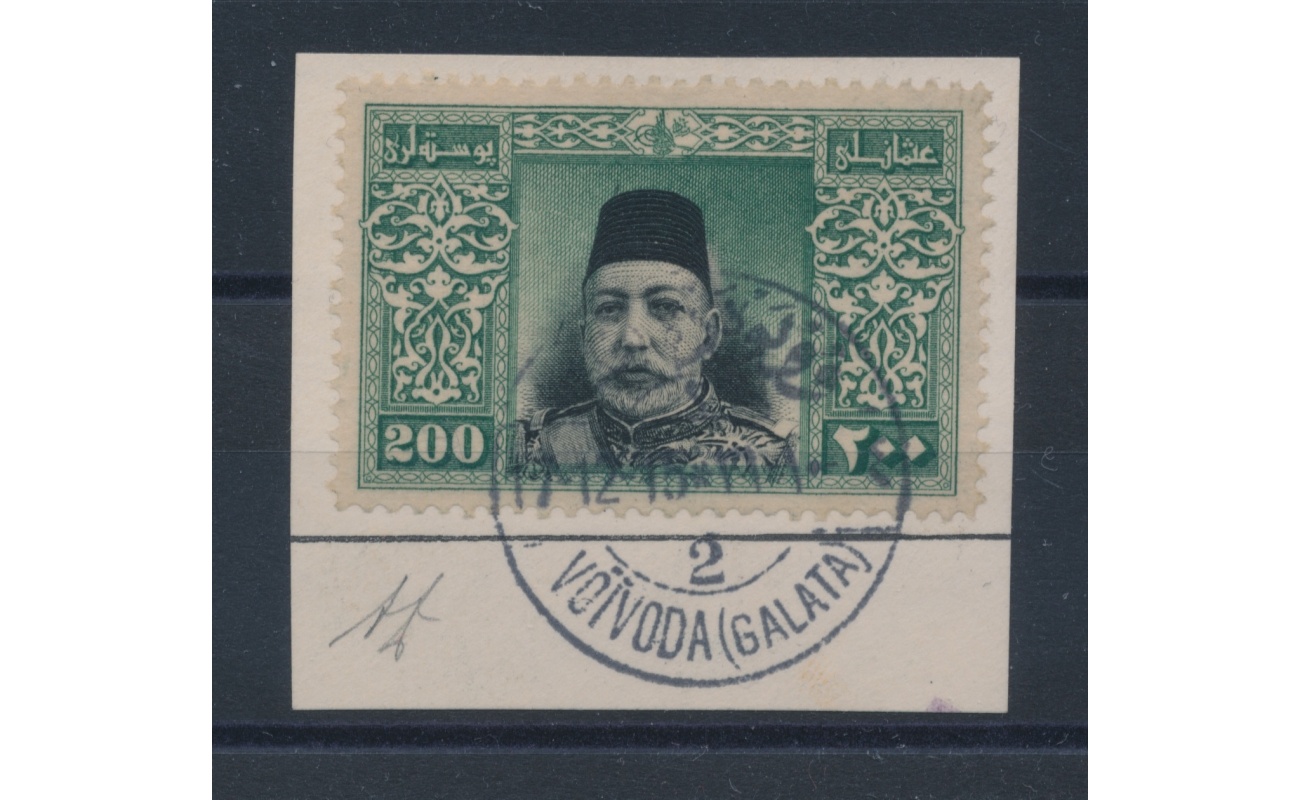 1914 Turchia -  Sultano Mohammed V , 193  USATO su frammento - Voivoda (Galata)