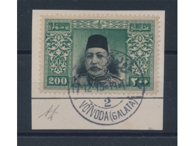 1914 Turchia -  Sultano Mohammed V , 193  USATO su frammento - Voivoda (Galata)