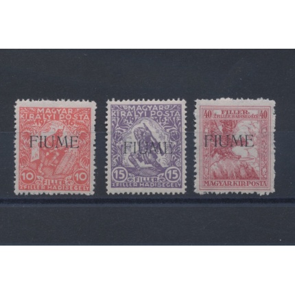 1918-19 Fiume, Francobolli di Ungheria soprastampati Fiume , 3 valori , n° 1A/3 - MNH**